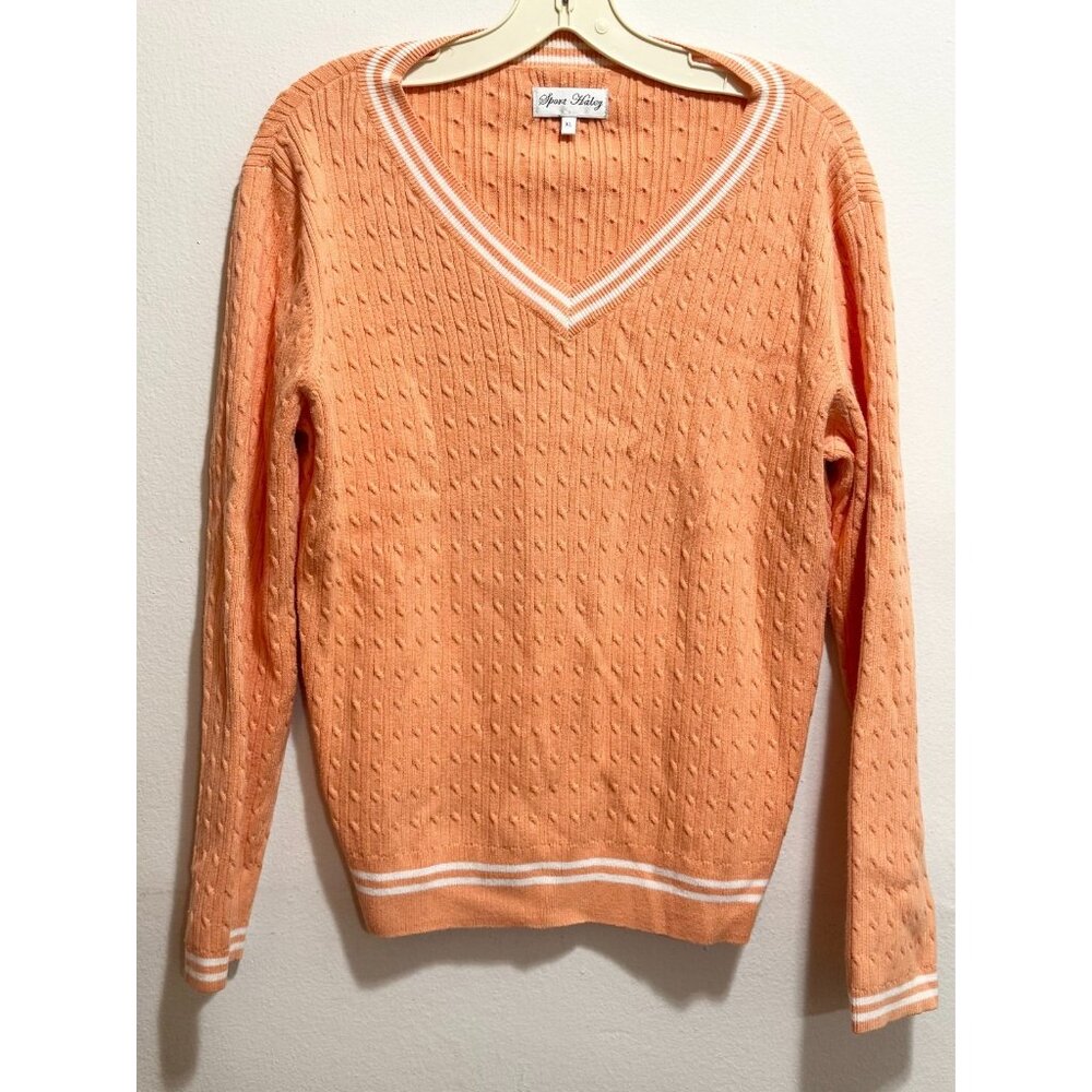 Sport Haley orange cable knit V neck sweater XL